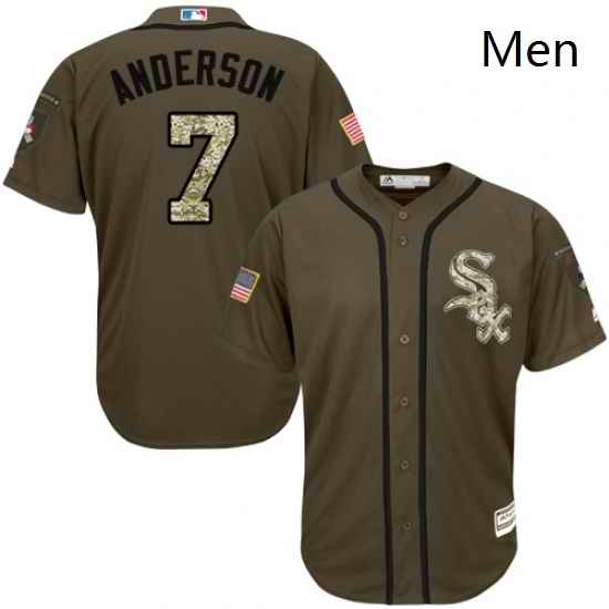 Mens Majestic Chicago White Sox 7 Tim Anderson Authentic Green Salute to Service MLB Jersey